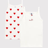 2 PACK GIRLS' HEART SINGLETS