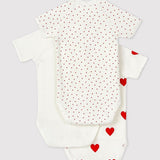 3 PACK BABIES' HEART CROSSOVER S/S BODYSUITS