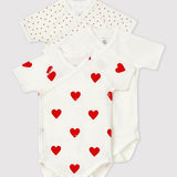 3 PACK BABIES' HEART CROSSOVER S/S BODYSUITS