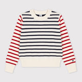 WOMENS' STRIPED WOOL BLENDED KNIT PULLOVER