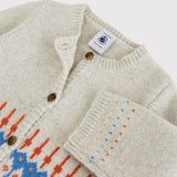 BABIES' PATTERN WOOL KNIT CARDIGAN