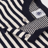 BABIES' STRIPY TUBE KNIT CARDIGAN