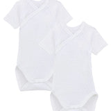 2 PACK BABIES' OPENWORK KNIT CROSSOVER S/S BODYSUITS