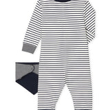 BABIES' STRIPED ROMPER & BANDANA GIFT SET