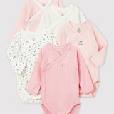 5 PACK BABIES' CROSSOVER L/S BODYSUITS