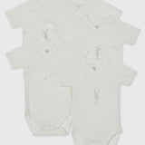 5 PACK BABIES' BUNNY CROSSOVER S/S BODYSUITS