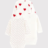 3 PACK BABIES' HEART CROSSOVER L/S BODYSUITS