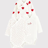 3 PACK BABIES' HEART CROSSOVER L/S BODYSUITS