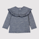 BABY GIRLS' STRIPED WOOL BLENDED BLOUSE